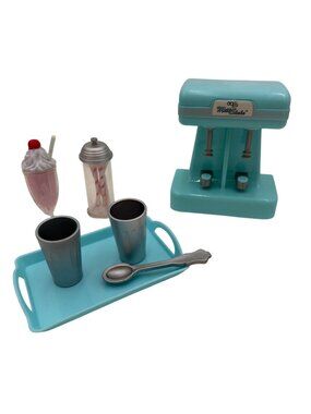Miniature Milkshake Maker Set With Accessories - Vintage Style Plastic Playset